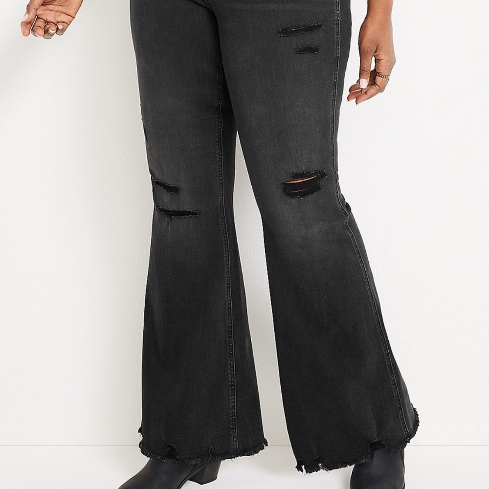 Plus Size m jeans by maurices Flare Mid Rise Ripped Jean